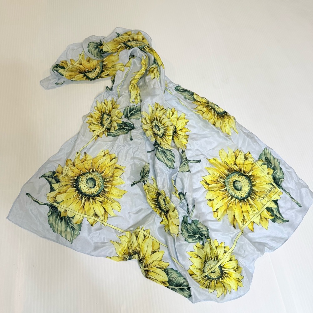 Diane Von Furstenberg Sunflower Print Silk Scarf - Picture 4 of 5
